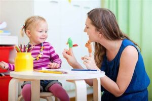 babysitter playing