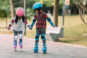 Children rollerblading