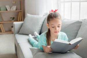 Child reading a book