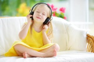 Child listening to music